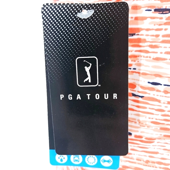 PGA TOUR Wmns Fusion Coral Pebble Beach Print Sleeveless Golf Shirt Top M NWT - Picture 9 of 12